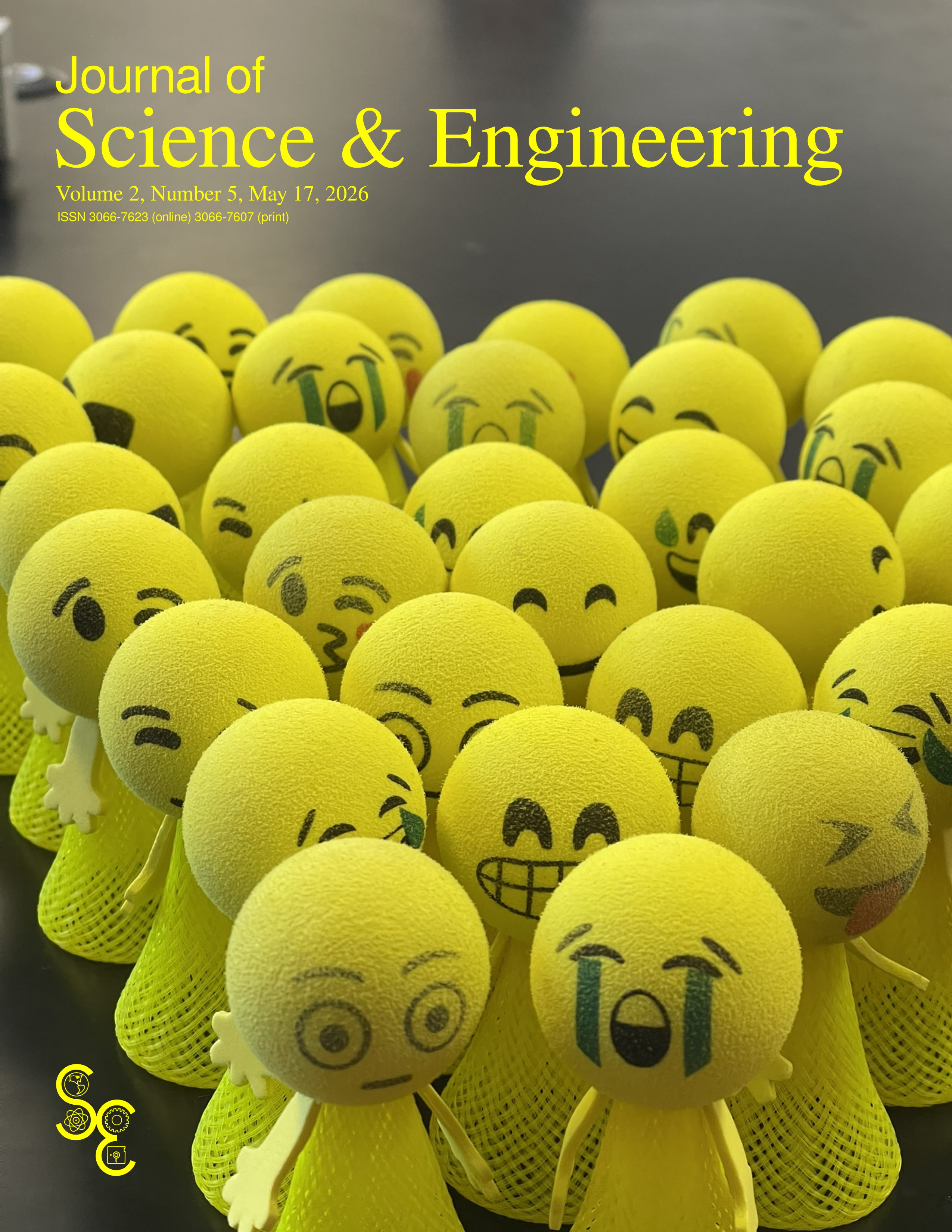 Bright yellow popper toys with emoji icons on for happy, sad, etc gathered on a dark gray lab table